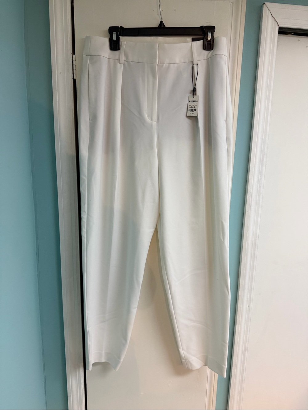 Express White Straight-Leg Dress Trousers